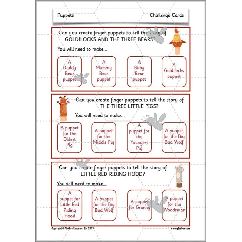 PlanBee Puppets KS1 DT Lesson Planning Pack for Year 2 by PlanBee