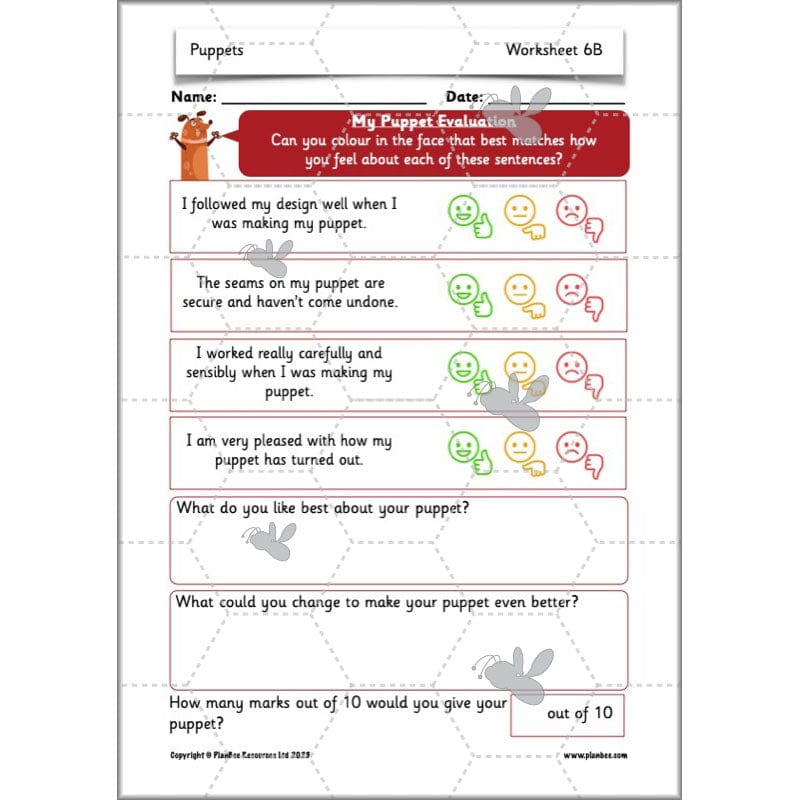 PlanBee Puppets KS1 DT Lesson Planning Pack for Year 2 by PlanBee