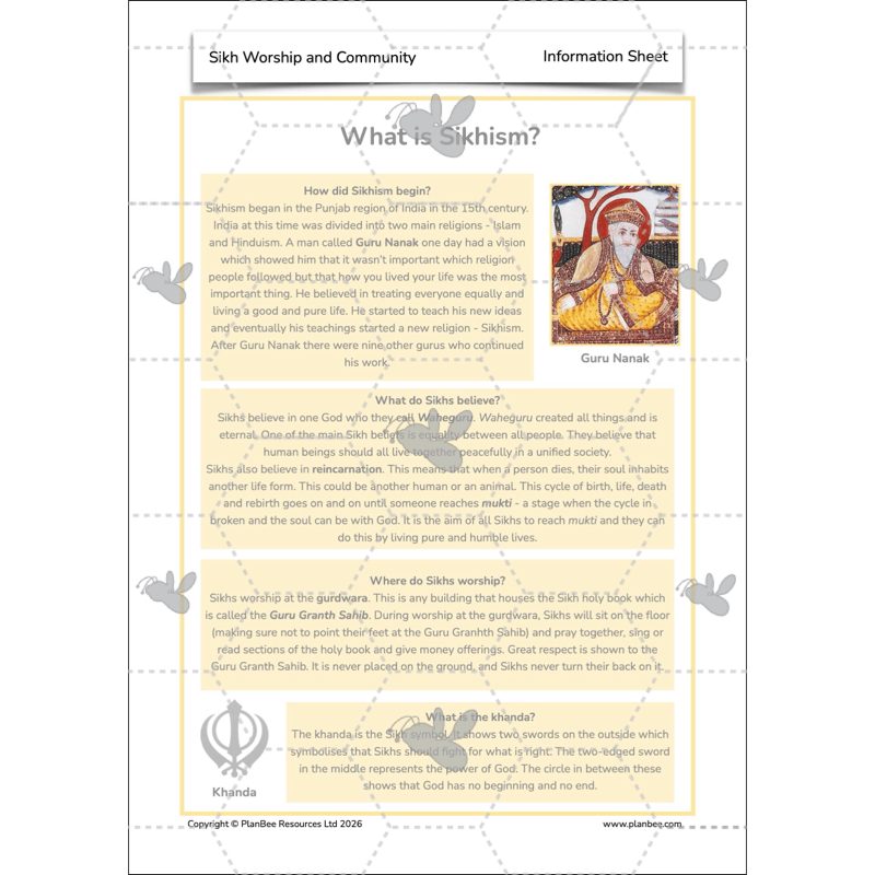 PlanBee KS2 Sikh Worship and Community KS2 lesson plans by PlanBee