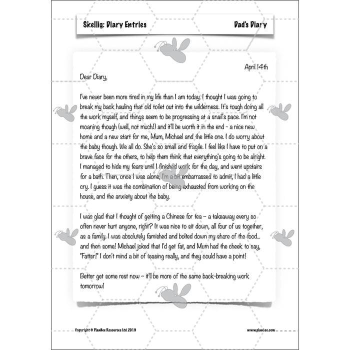 PlanBee Skellig Diary Entries KS2 | Year 6 English Lesson Pack
