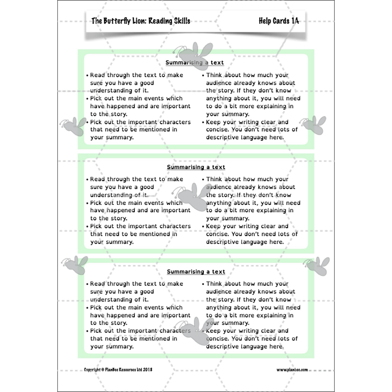 PlanBee FREE Mini-scheme | The Butterfly Lion Reading Skills KS2