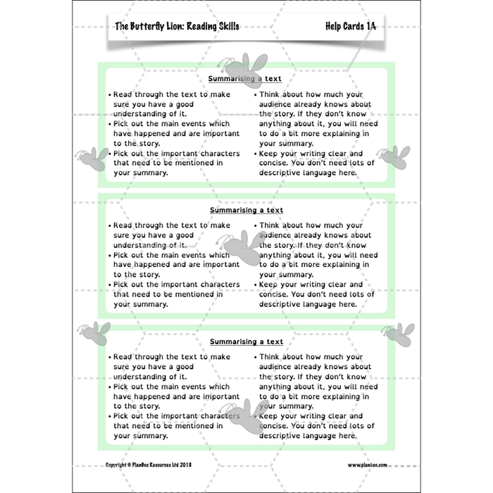 PlanBee FREE Mini-scheme | The Butterfly Lion Reading Skills KS2