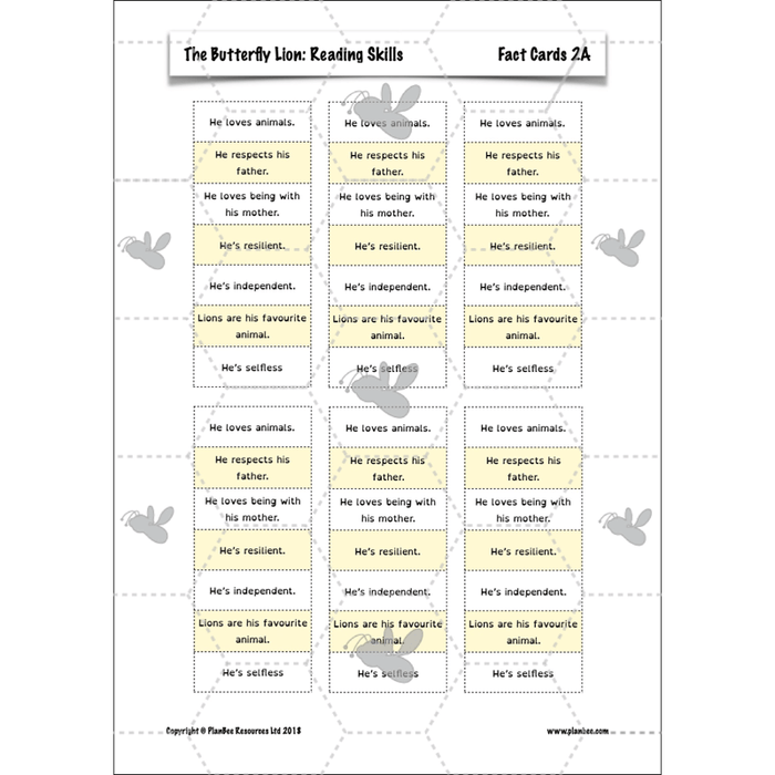 PlanBee FREE Mini-scheme | The Butterfly Lion Reading Skills KS2