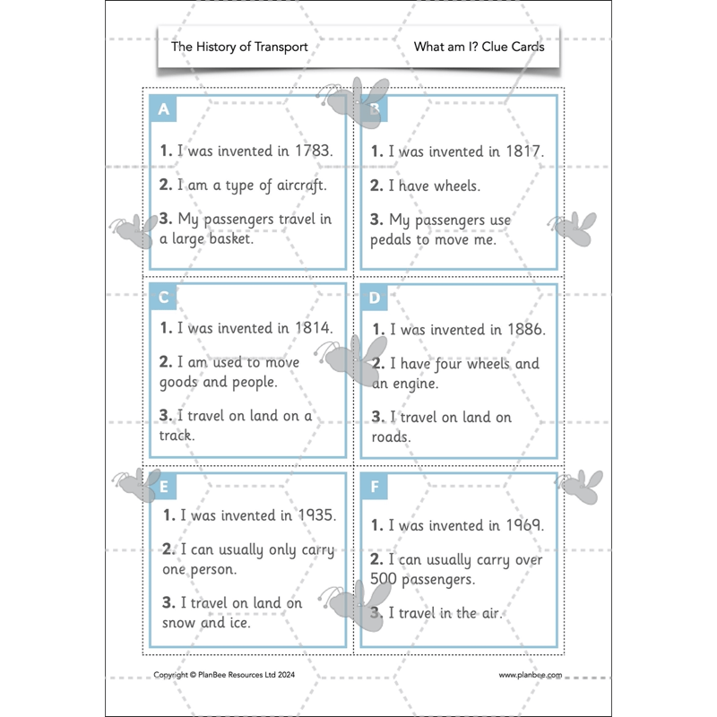 PlanBee The History of Transport KS1 History Lesson Pack