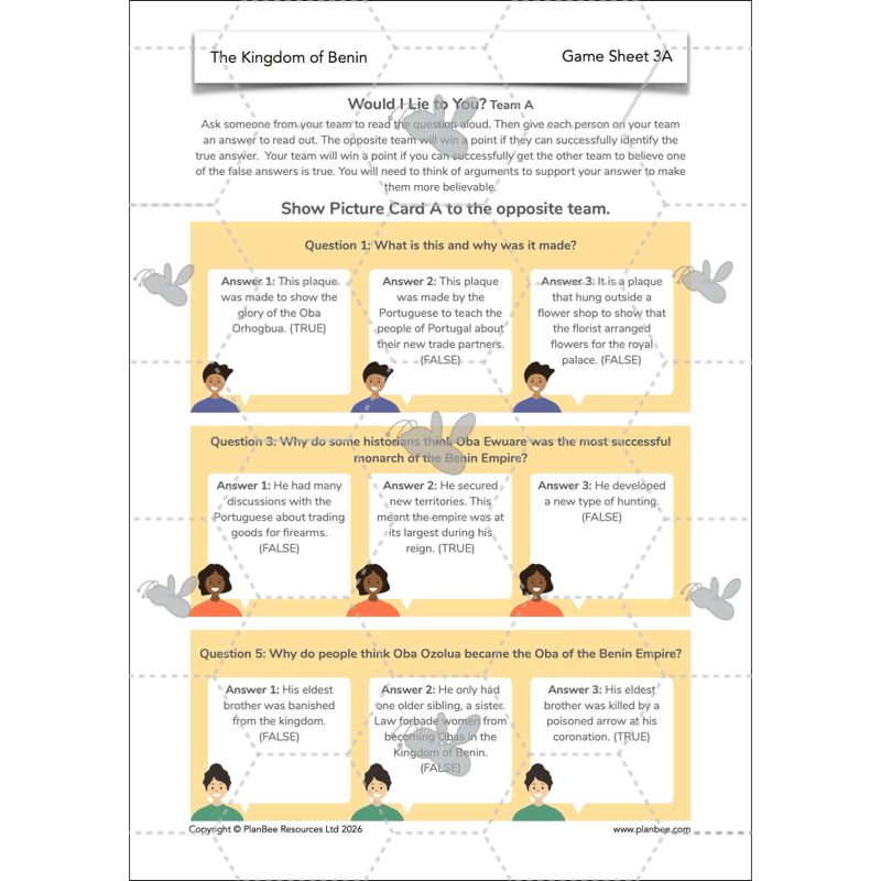 PlanBee The Kingdom of Benin KS2 History Lesson Pack