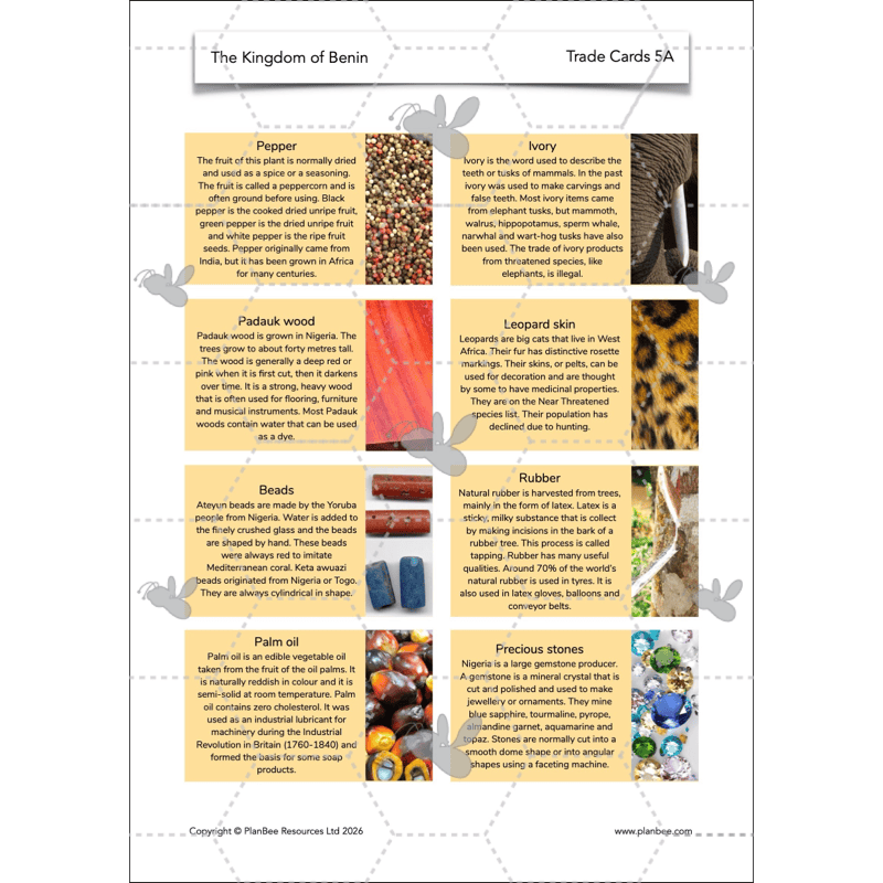 PlanBee The Kingdom of Benin KS2 History Lesson Pack
