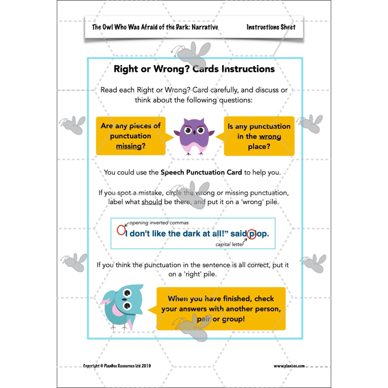 PlanBee The Owl who was Afraid of the Dark | KS2 Narrative Lessons