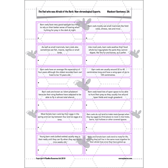 PlanBee The Owl who was Afraid of the Dark | KS2 Non-chronological Reports