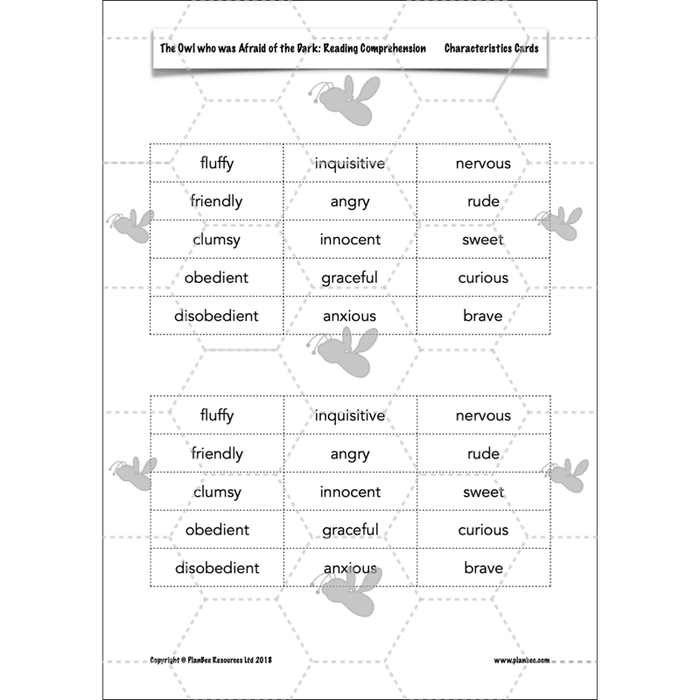 PlanBee The Owl who was Afraid of the Dark | KS2 Comprehension