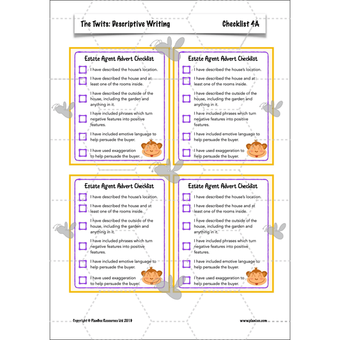 PlanBee The Twits: Descriptive Writing KS2 | Year 4 English Pack
