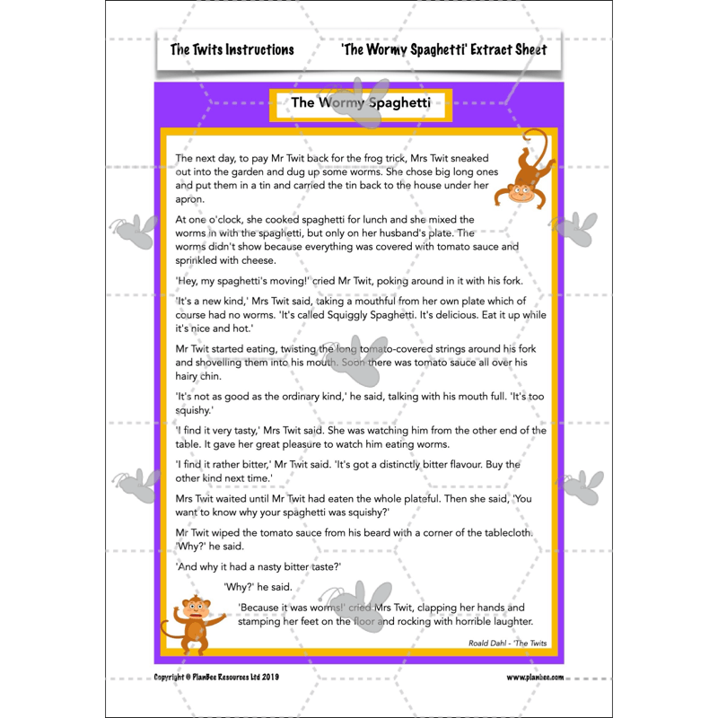 PlanBee The Twits Instructions KS2 | Year 4 English Pack
