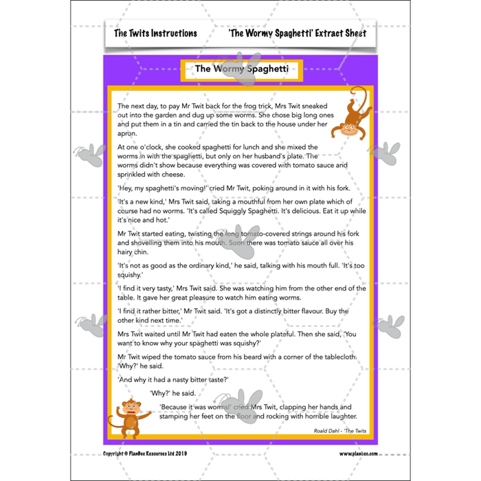 PlanBee The Twits Instructions KS2 | Year 4 English Pack
