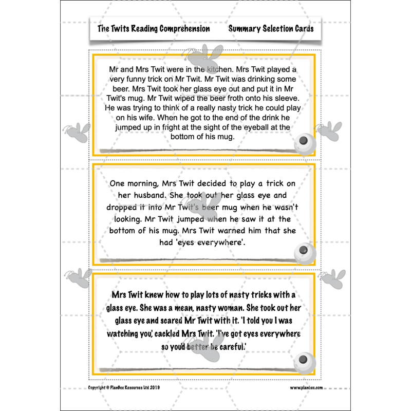 PlanBee The Twits Reading Comprehension KS2 | Year 4 English Pack