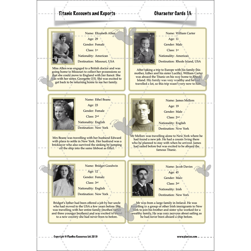 PlanBee Titanic Recounts and Reports English KS2 Lesson Pack