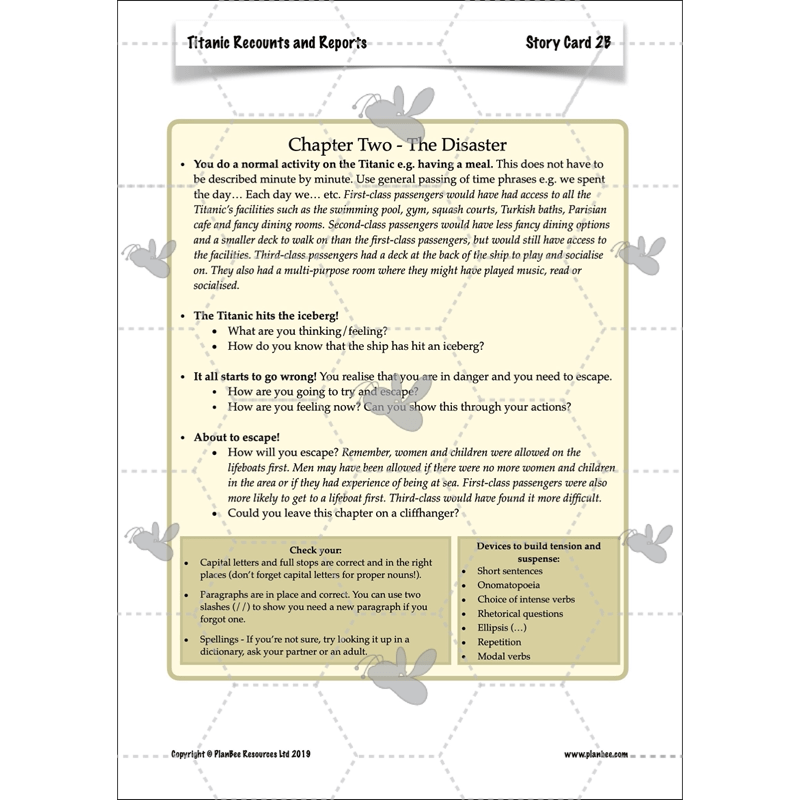 PlanBee Titanic Recounts and Reports English KS2 Lesson Pack