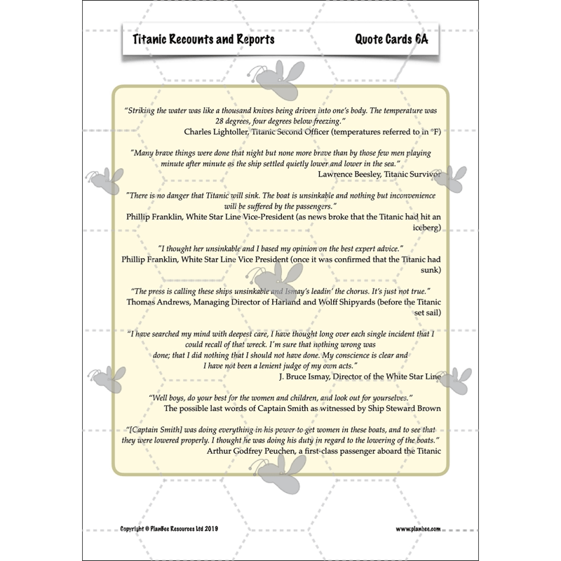 Titanic Recounts and Reports