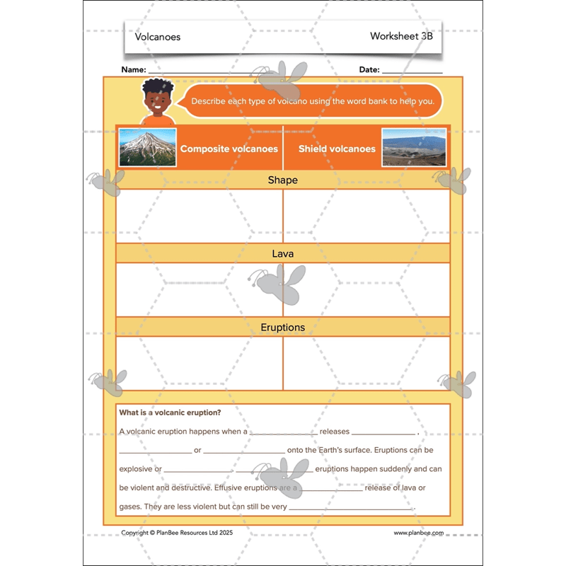 PlanBee Volcanoes KS2 Geography Lesson Planning