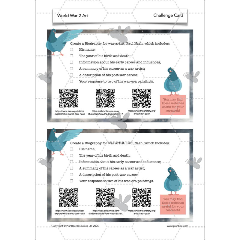 PlanBee WW2 Art KS2 Planning and Resources