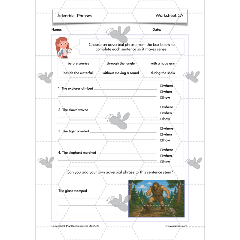 PlanBee Adverbial Phrases KS2 English Lesson Pack