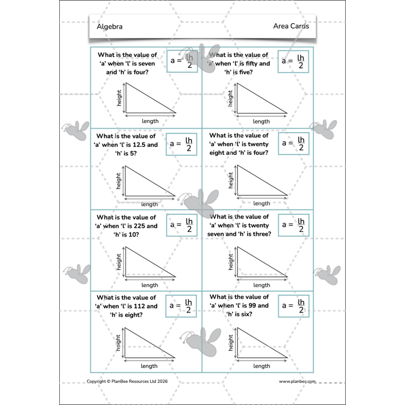 PlanBee Algebra: simple algebra lesson planning for Year 6