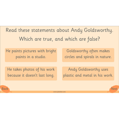 PlanBee Andy Goldsworthy KS1 Art Lesson Plans created by PlanBee