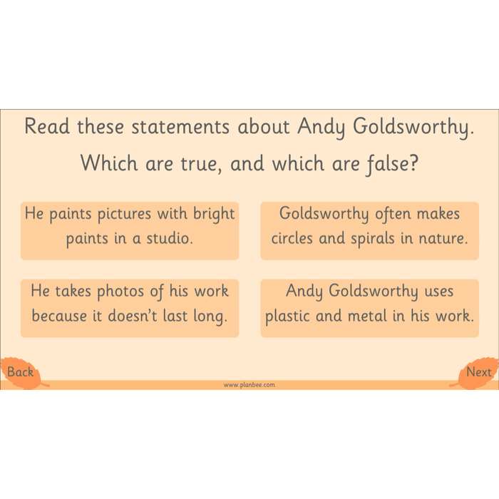 PlanBee Andy Goldsworthy KS1 Art Lesson Plans created by PlanBee