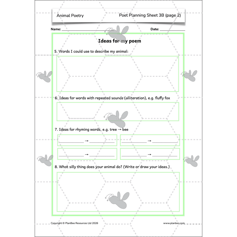 PlanBee Animal Poetry KS1 English Lesson Pack
