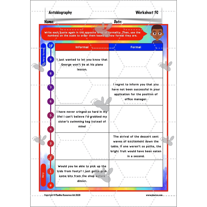 PlanBee Autobiography KS2 English Planning and Resources