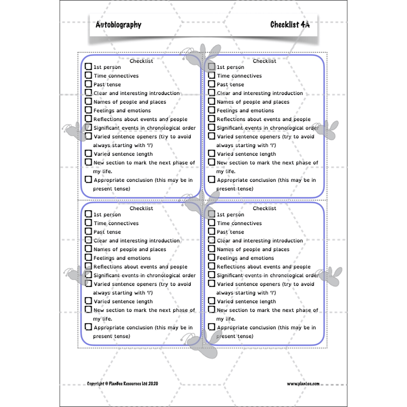 PlanBee Autobiography KS2 English Planning and Resources