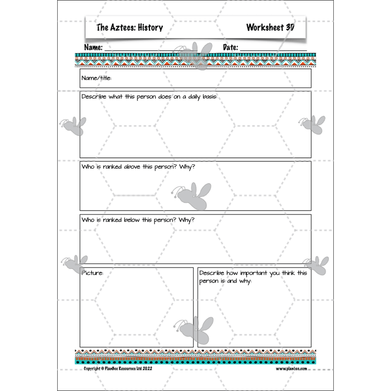 PlanBee Aztecs KS2 Lesson Planning and Resources 