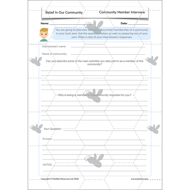 PlanBee Belief In Our Community: Complete set of KS2 RE lessons