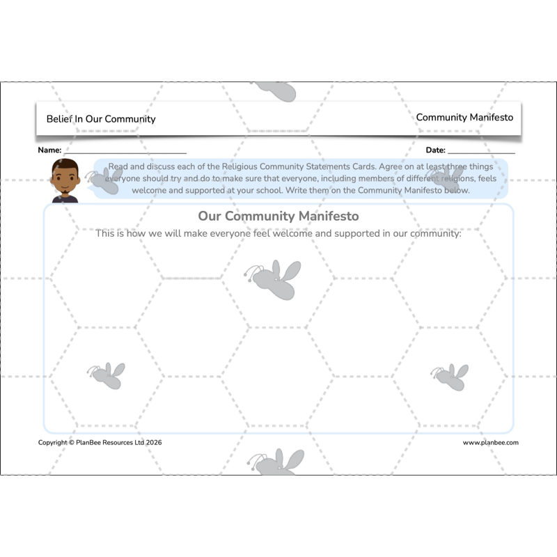 PlanBee Belief In Our Community: Complete set of KS2 RE lessons