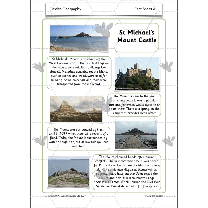 PlanBee Castles KS1 Geography Lesson Planning and Resources