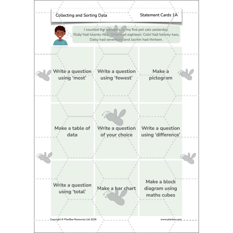 PlanBee Collecting and Sorting Data Year 3 Statistics by PlanBee
