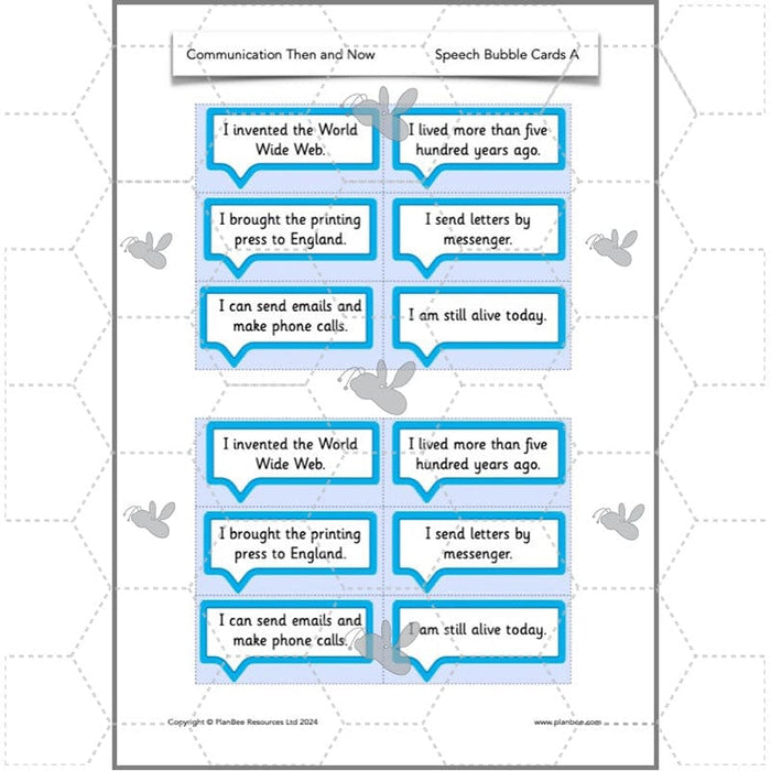 PlanBee Communication Then and Now: Primary History Plans for KS1