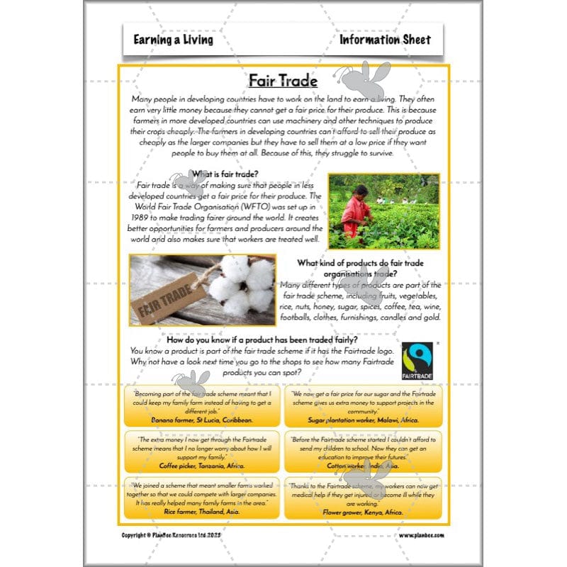 PlanBee Earning a Living: LKS2 Geography planning Year 3 & Year 4