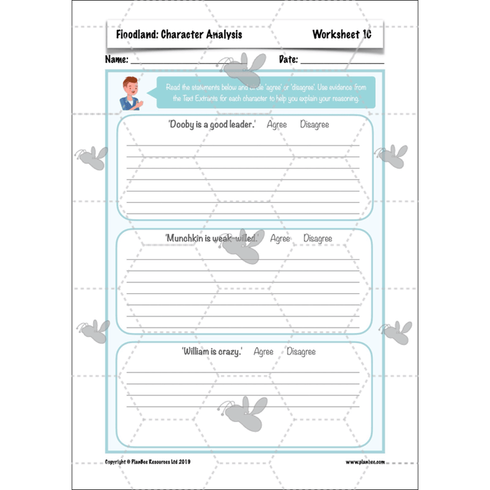 PlanBee Floodland: Character Analysis KS2 | English Lesson Pack