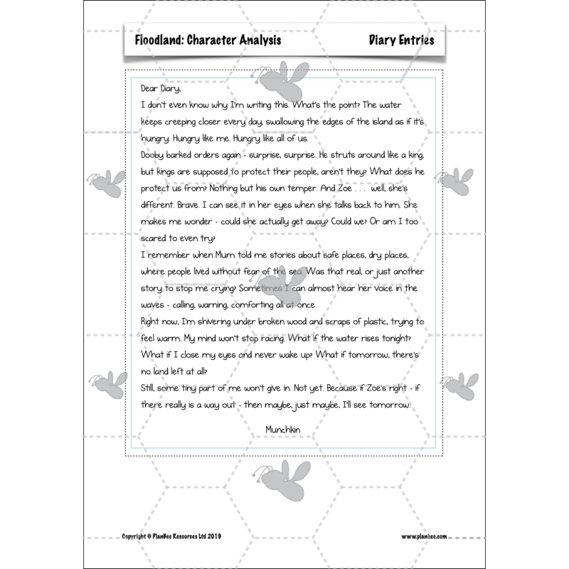 PlanBee Floodland: Character Analysis KS2 | English Lesson Pack