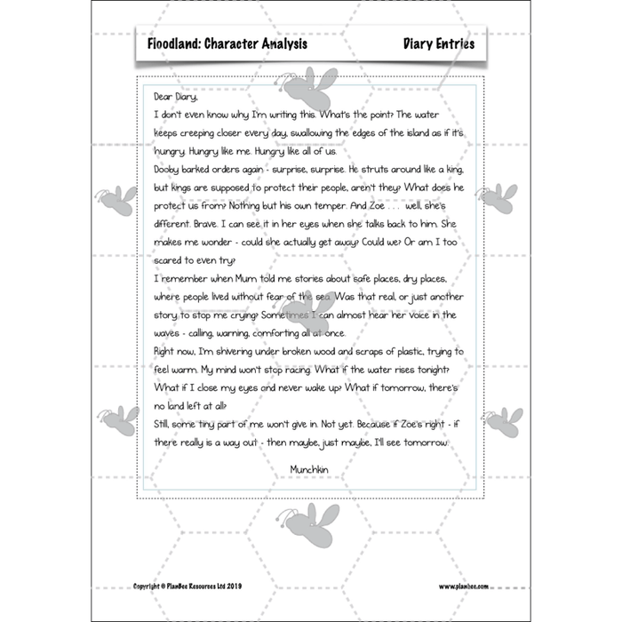 PlanBee Floodland: Character Analysis KS2 | English Lesson Pack
