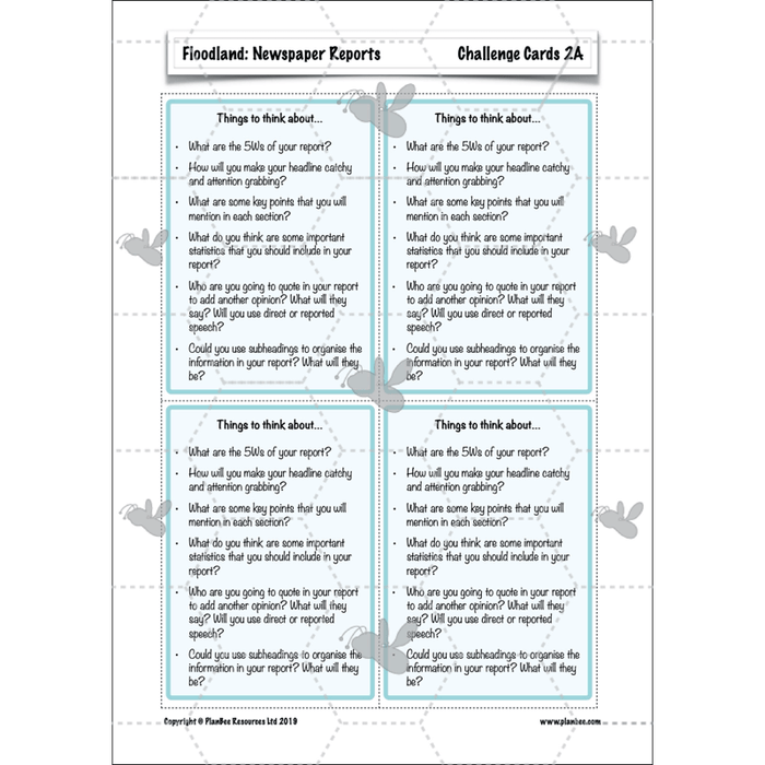 PlanBee Floodland: Newspaper Reports KS2 | Year 6 English Pack