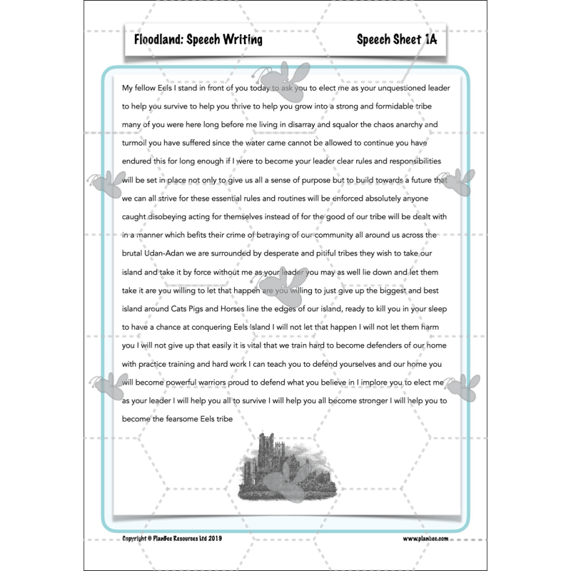 PlanBee FREE Mini-scheme | Floodland: Speech Writing KS2 English