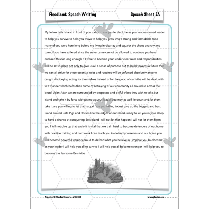 PlanBee FREE Mini-scheme | Floodland: Speech Writing KS2 English