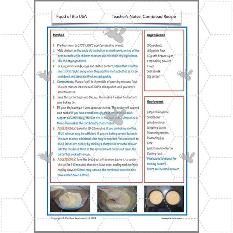 PlanBee Food of the USA KS2 DT Cookery Lessons by PlanBee