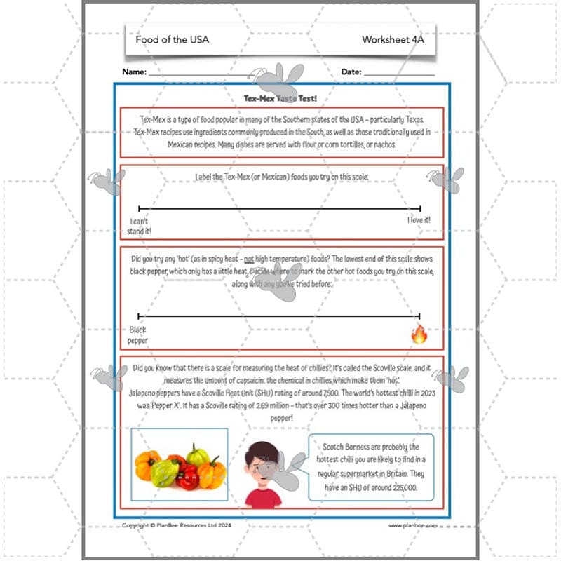 PlanBee Food of the USA KS2 DT Cookery Lessons by PlanBee