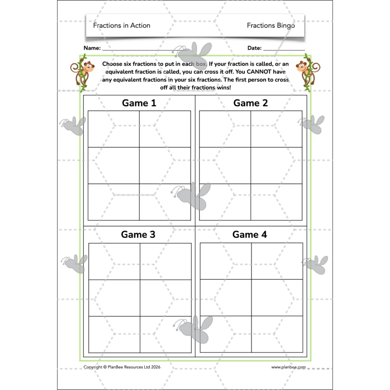 PlanBee Fractions in Action: Year 3 Fractions Planning by PlanBee