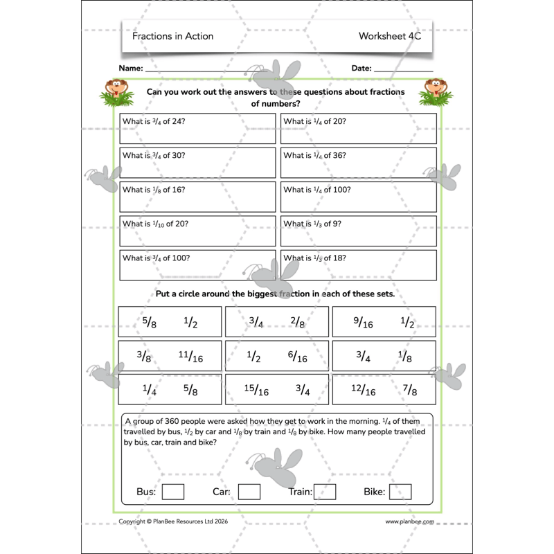 PlanBee Fractions in Action: Year 3 Fractions Planning by PlanBee