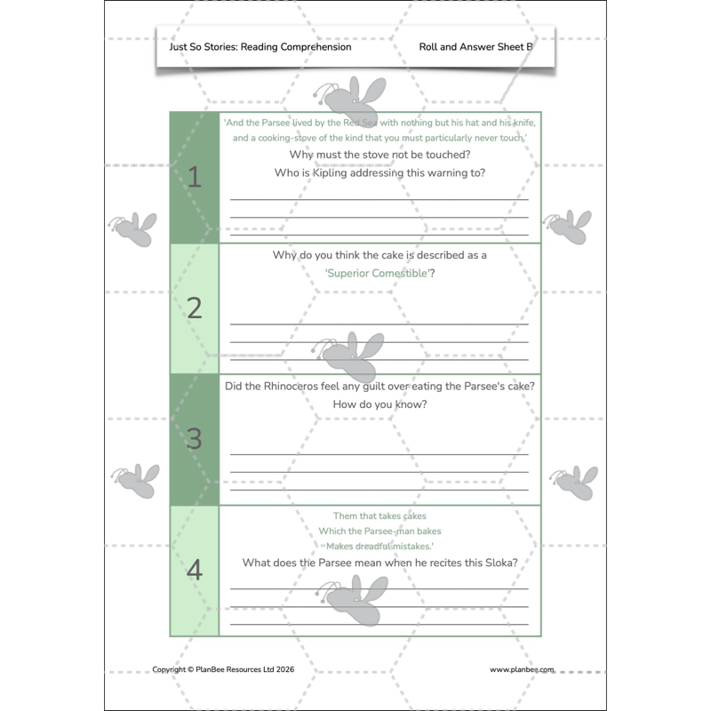 PlanBee Just So Stories KS2 | Reading Comprehension Year 4