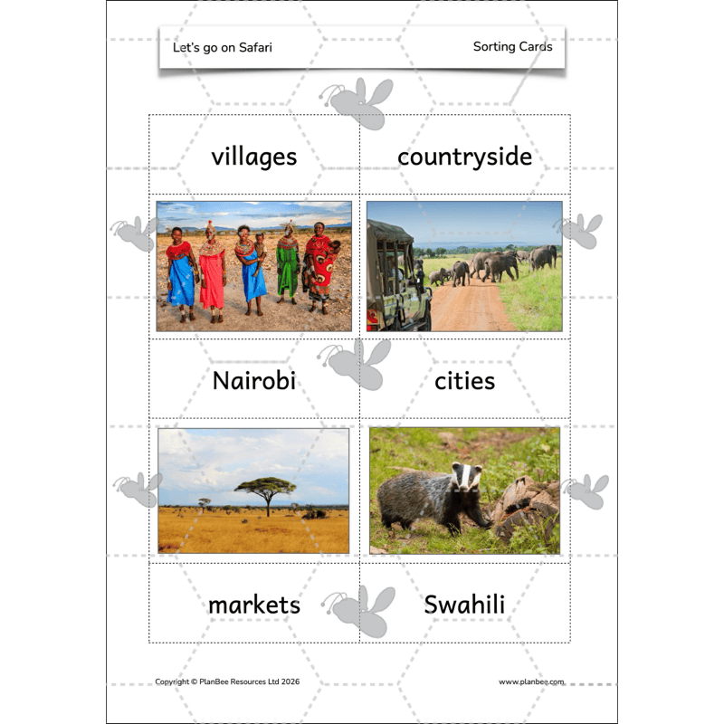 PlanBee Let's go on Safari | Kenya KS1 Geography Lesson Pack