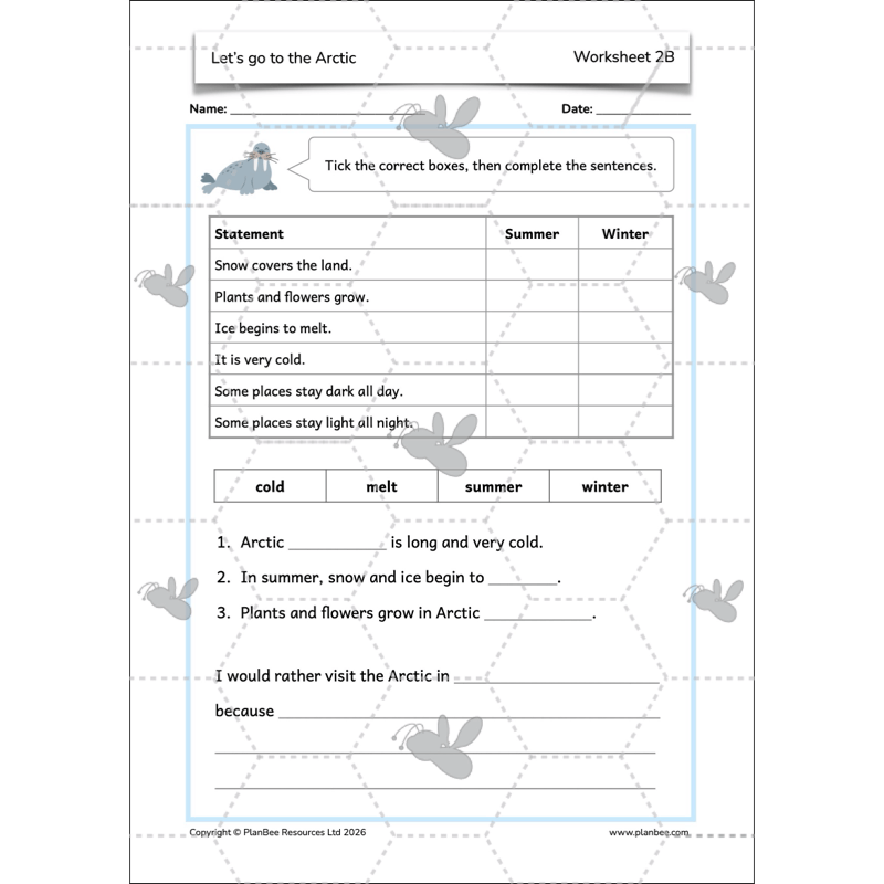 PlanBee Let's go to the Arctic KS1 Geography Lesson Pack