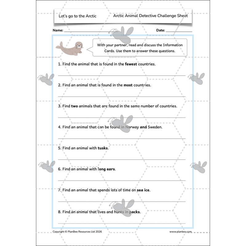 PlanBee Let's go to the Arctic KS1 Geography Lesson Pack